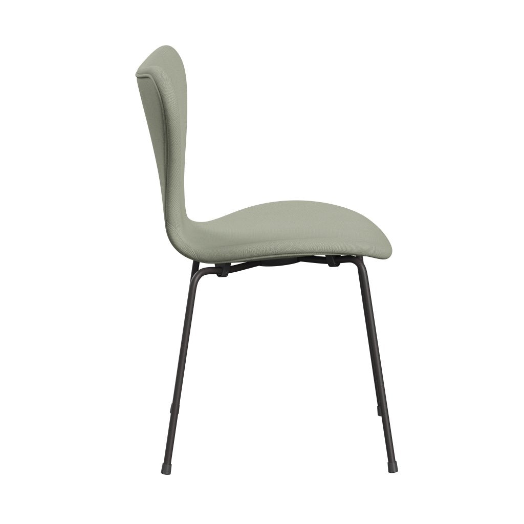 Silla Fritz Hansen 3107 Tapicería completa, Grafito cálido/Luz de Turquesa Acero de acero