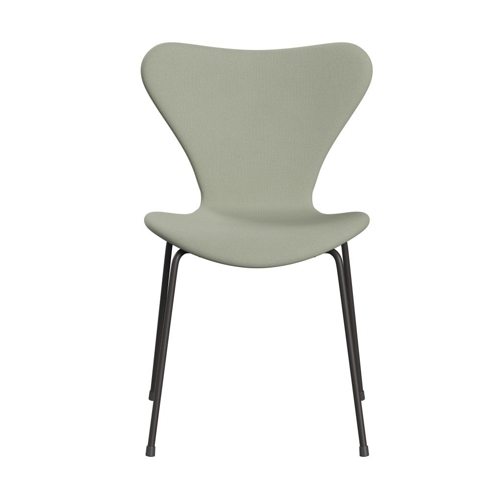 Silla Fritz Hansen 3107 Tapicería completa, Grafito cálido/Luz de Turquesa Acero de acero