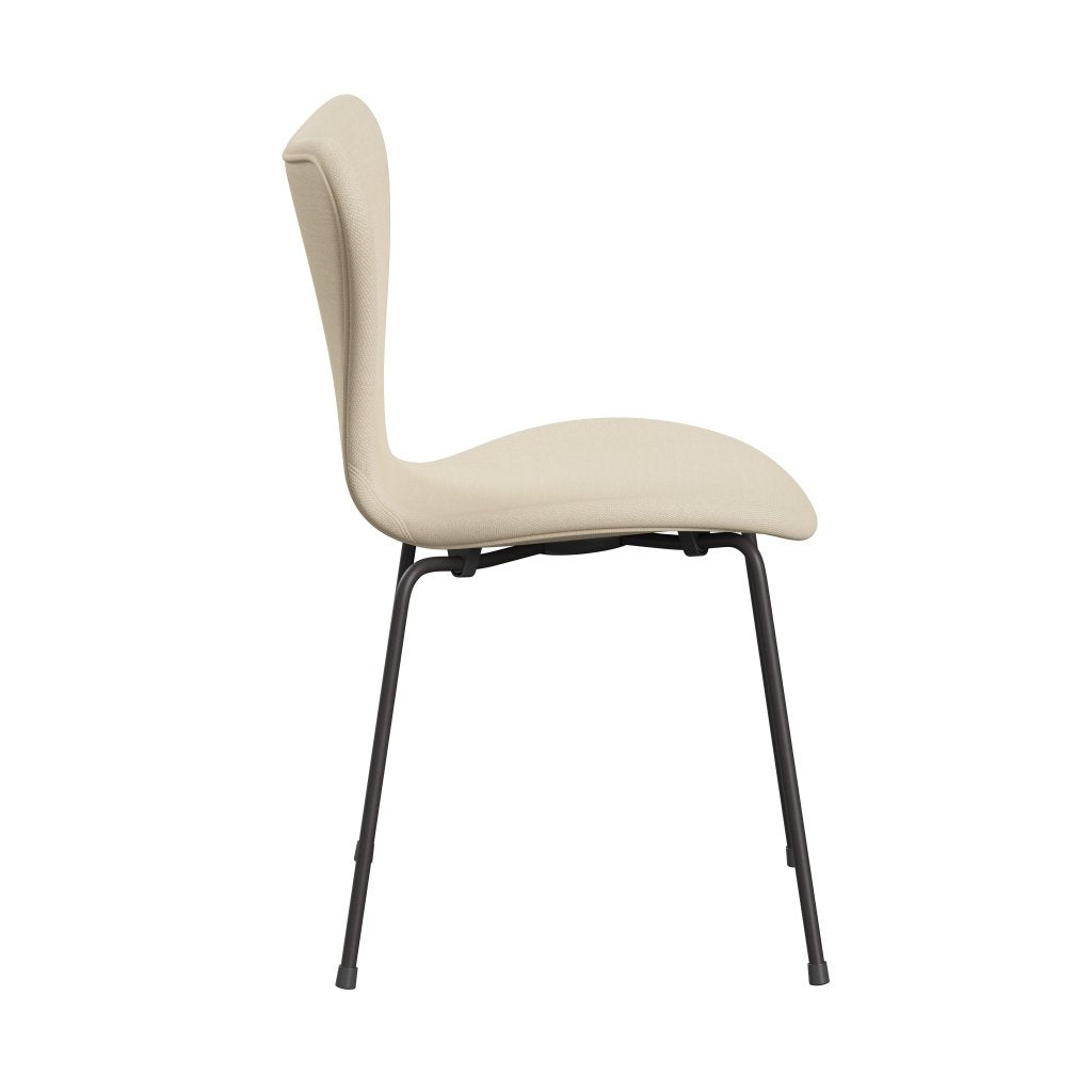 Fritz Hansen 3107 Stol Fuld polstring, varm grafit/stålcut hvid