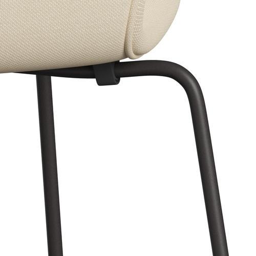 Fritz Hansen 3107 Stuhl Vollpolsterung, Warm Graphit/Stahlschnitt Weiß