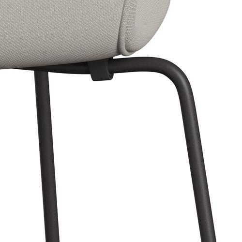 Fritz Hansen 3107 Stol Fuld polstring, varm grafit/stålcut uld hvid