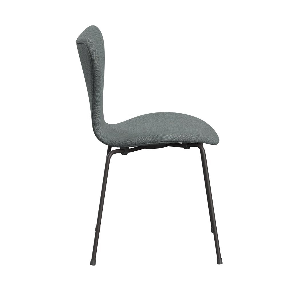 Fritz Hansen 3107 sedia piena tappezzeria, grafite calda/Sunniva 2 grigio/verde pallido