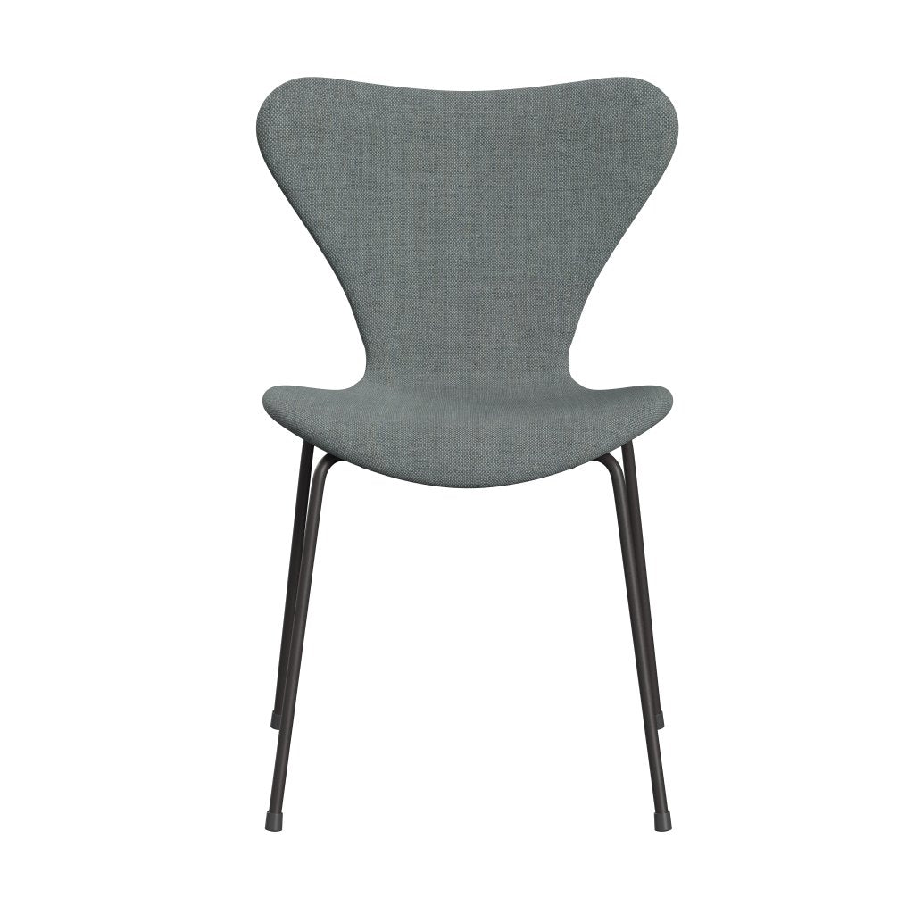 Fritz Hansen 3107 sedia piena tappezzeria, grafite calda/Sunniva 2 grigio/verde pallido