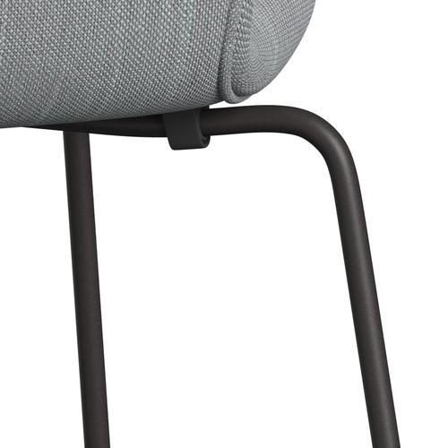 Fritz Hansen 3107 chaise pleine d'ameublement, graphite chaud / sunniva 2 gris clair / bleu clair