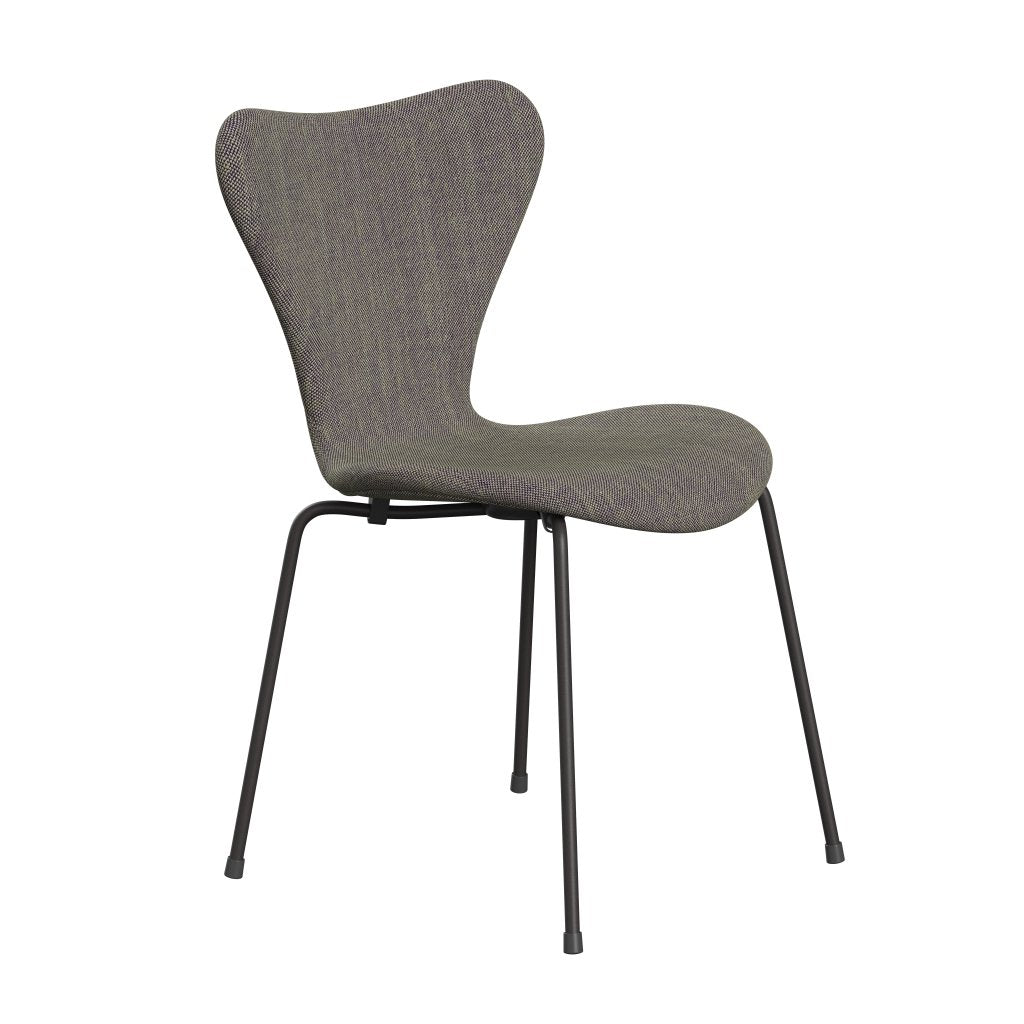 Fritz Hansen 3107 chaise complète complète, graphite chaud / sunniva 2 vert clair / violet