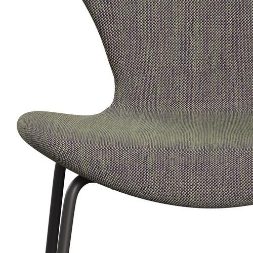 Fritz Hansen 3107 Silla tapicería completa, grafito cálido/sunniva 2 verde claro/violeta