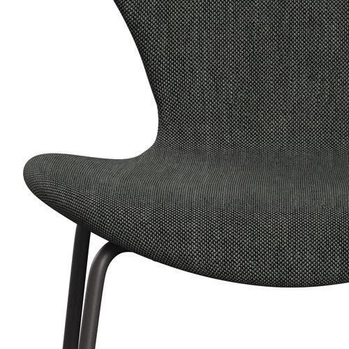 Fritz Hansen 3107 chaise pleine d'ameublement, graphite chaud / sunniva 2 gris clair / gris foncé