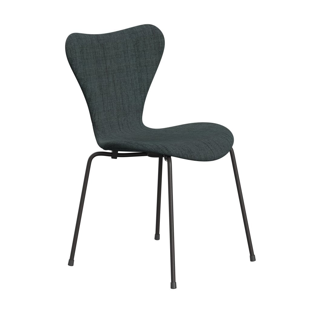 Fritz Hansen 3107 chaise complète complète, graphite chaud / sunniva 2 noir / bleu clair