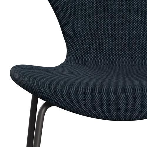 Fritz Hansen 3107 Stuhl Vollpolsterung, Warm Graphit/Sunniva 2 Schwarz/Marine