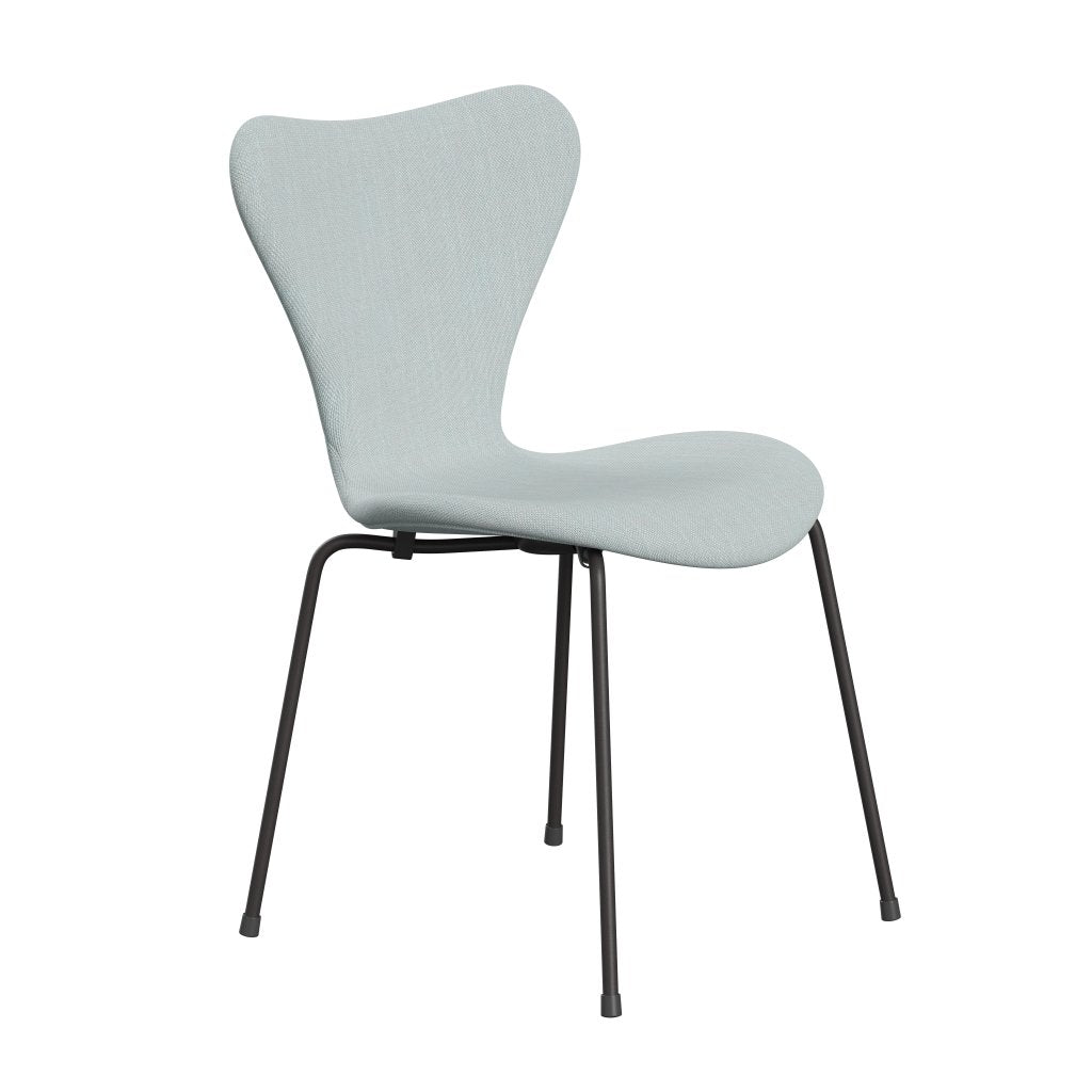 Fritz Hansen 3107 chaise complète complète, graphite chaud / sunniva 2 blanc / bleu clair