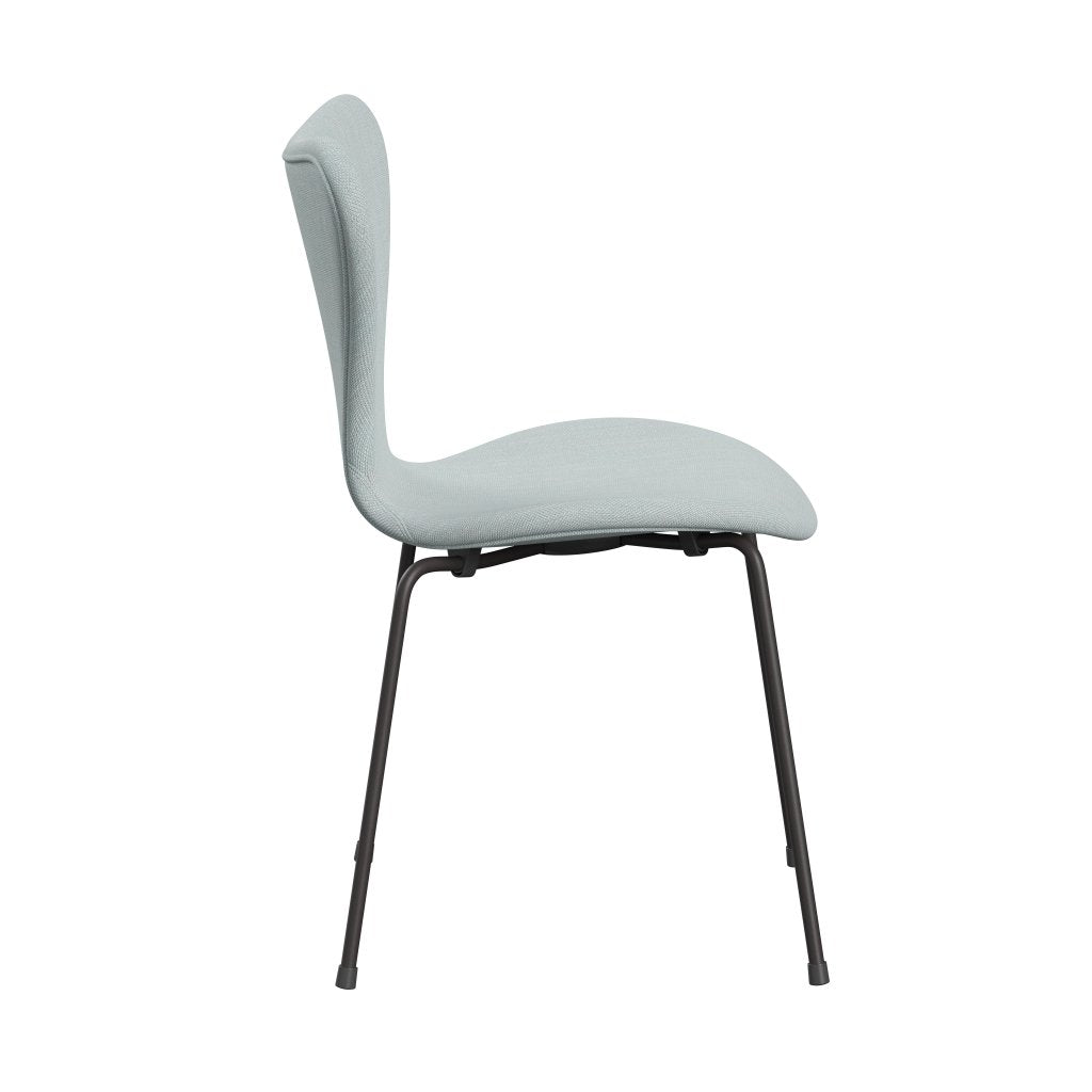 Fritz Hansen 3107 chaise complète complète, graphite chaud / sunniva 2 blanc / bleu clair