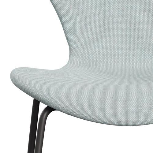 Fritz Hansen 3107 Stuhl Vollpolsterung, Warm Graphit/Sunniva 2 Weiß/Hellblau