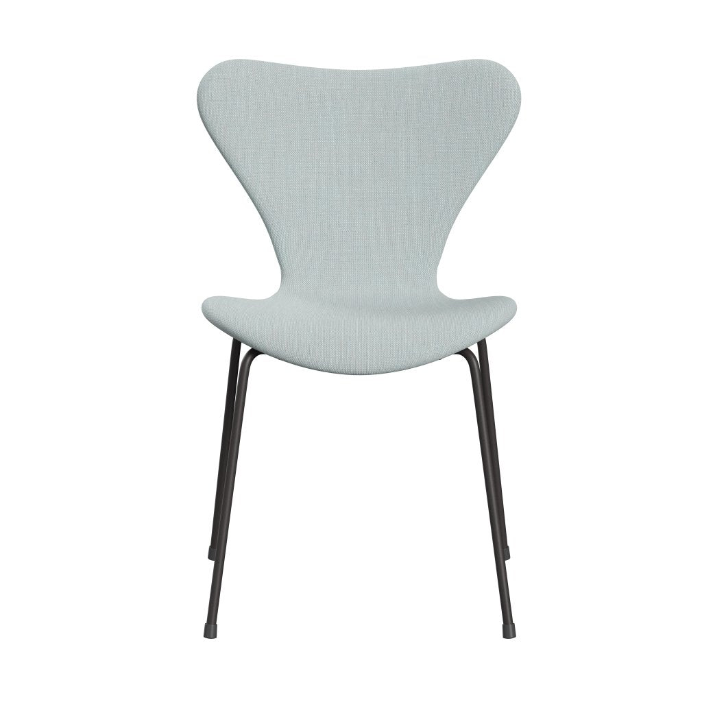 Fritz Hansen 3107 Silla tapicería completa, grafito cálido/sunniva 2 blanco/azul claro