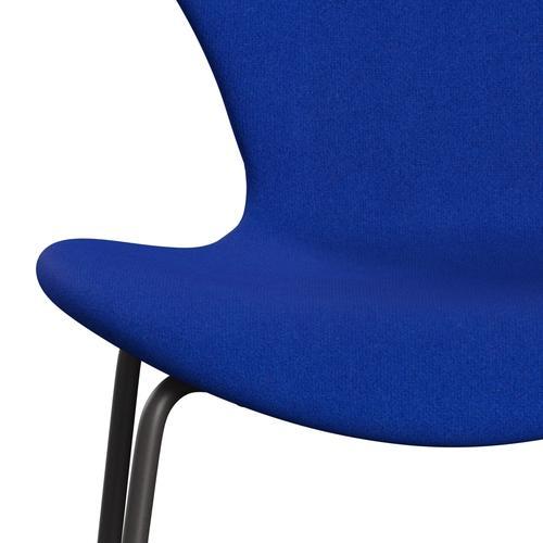 Fritz Hansen 3107 chaise complète complète, graphite chaud / tonus bleu clair