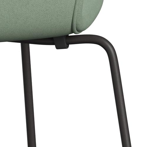 Fritz Hansen 3107 Stuhl Full Polster, warmes Graphit/Tonus Mint Grün