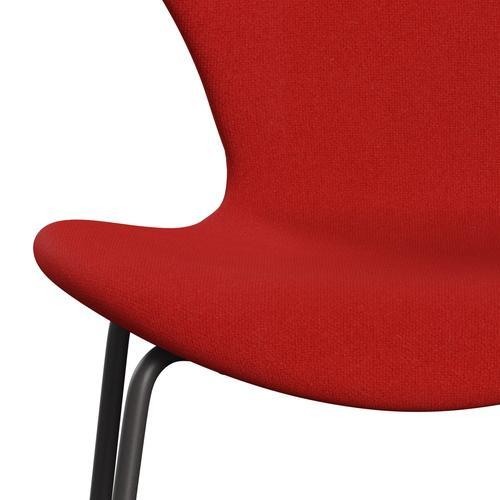 Fritz Hansen 3107 Stuhl Full Polster, warmes Graphit/Tonus Orange/Rot