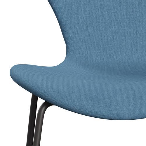 Fritz Hansen 3107 chaise complète complète, graphite chaud / tonus pastel bleu