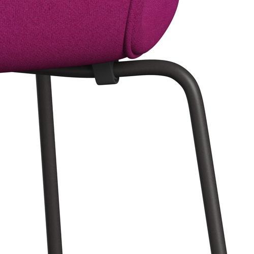 Fritz Hansen 3107 chaise complète complète, graphite chaud / tonus rose