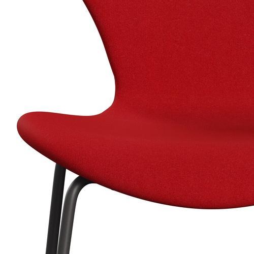 Fritz Hansen 3107 Stuhl Full Polster, warmes Graphit/Tonus rot