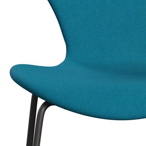 Fritz Hansen 3107 chaise complète complète, graphite chaud / turquoise tonus