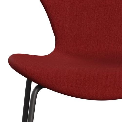 Fritz Hansen 3107 sedia piena tappezzeria, grafite calda/tono bruciato rosso