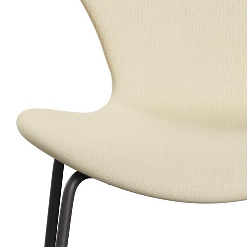 Fritz Hansen 3107 chaise pleine d'ameublement, graphite chaud / ton laine blanche