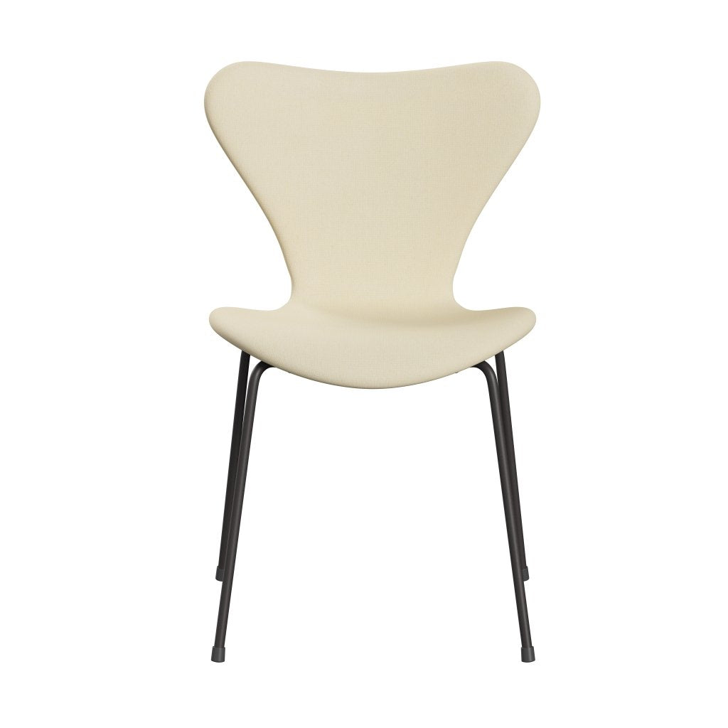 Fritz Hansen 3107 Silla tapicería completa, grafito cálido/lana de tono blanca