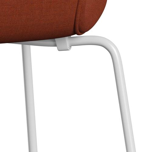 Fritz Hansen 3107 chaise complète complète, blanc / toile rose marron