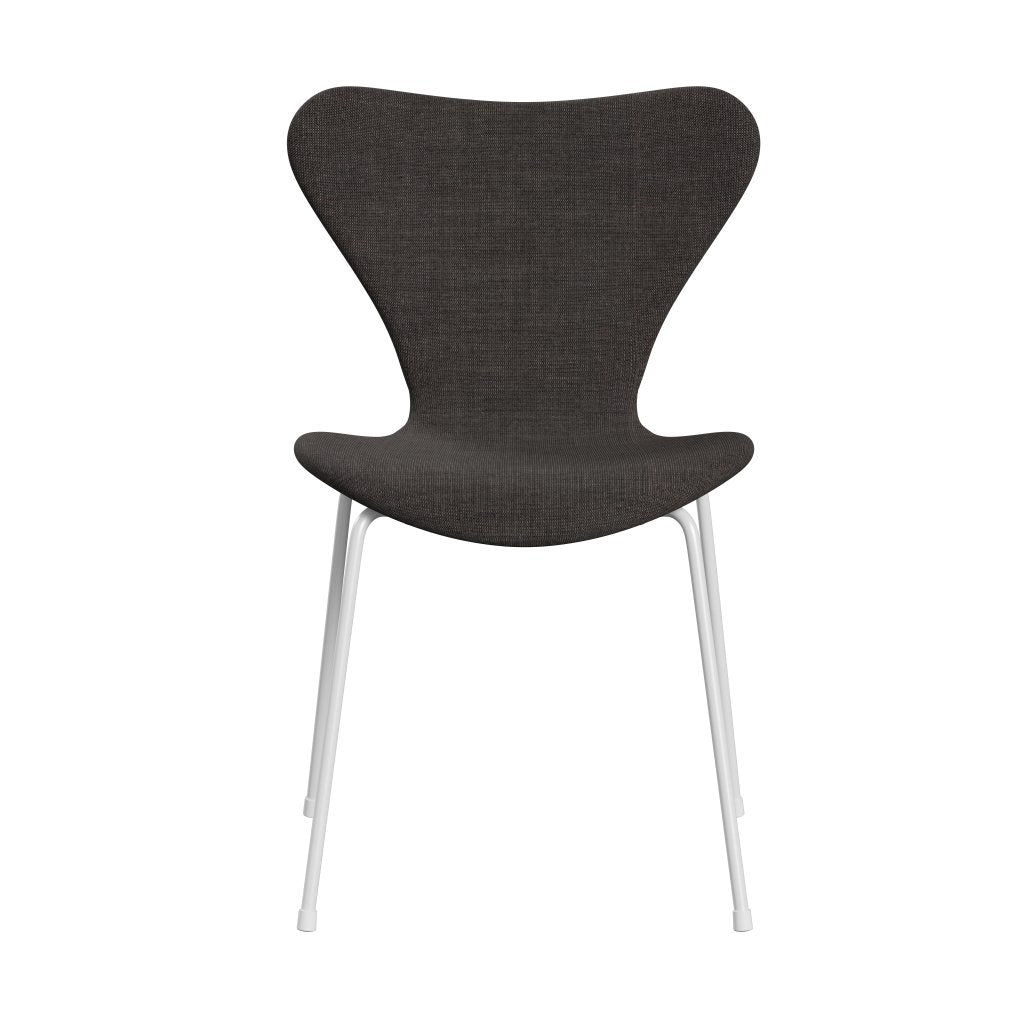 Fritz Hansen 3107 chaise complète complète, blanc / toile gris foncé