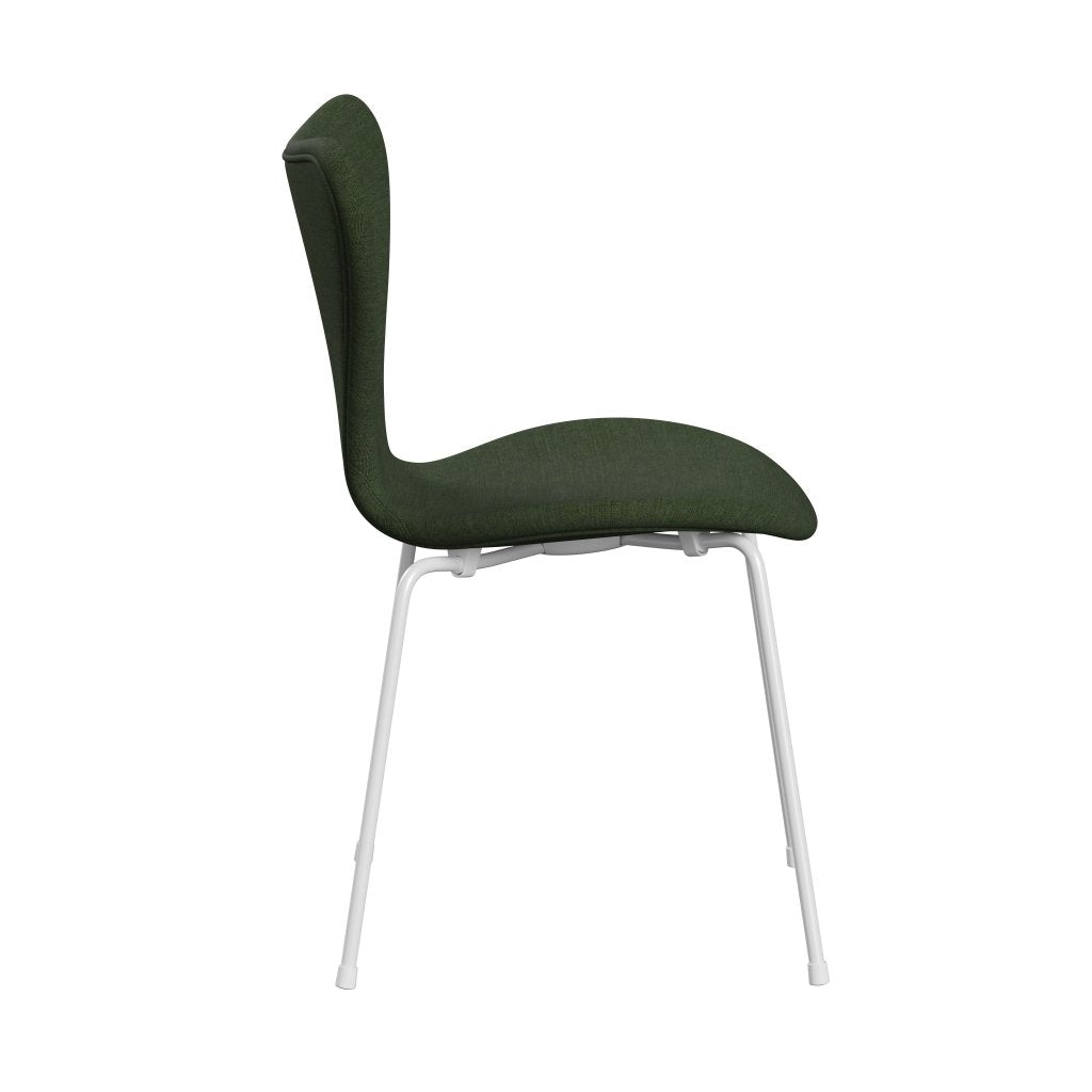 Fritz Hansen 3107 chaise complète complète, blanc / toile vert clair / bleu