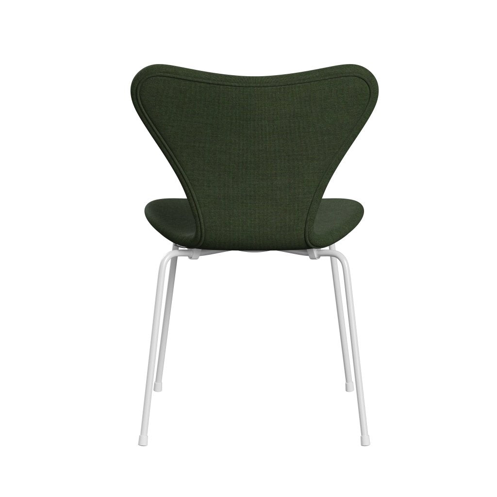 Fritz Hansen 3107 stol full klädsel, vit/duk ljusgrön/blå