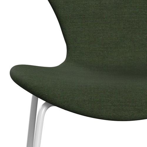 Fritz Hansen 3107 chaise complète complète, blanc / toile vert clair / bleu