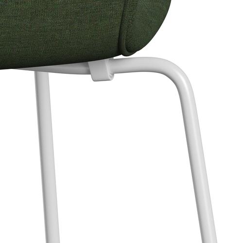 Fritz Hansen 3107 Stol Fuld polstring, hvid/lærred lysegrøn/blå