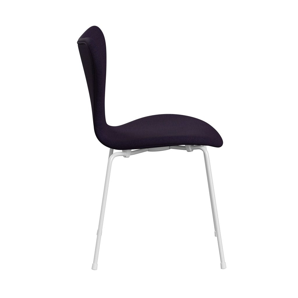 Fritz Hansen 3107 Stuhl Vollpolsterung, Weiß/Leinwand Marineblau