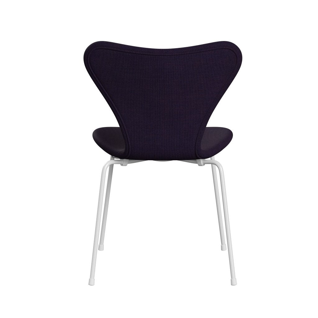 Fritz Hansen 3107 Stuhl Vollpolsterung, Weiß/Leinwand Marineblau