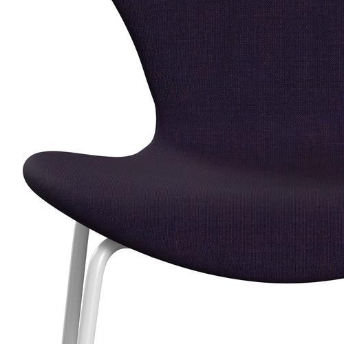 Fritz Hansen 3107 chaise complète complète, blanc / toile bleu marine