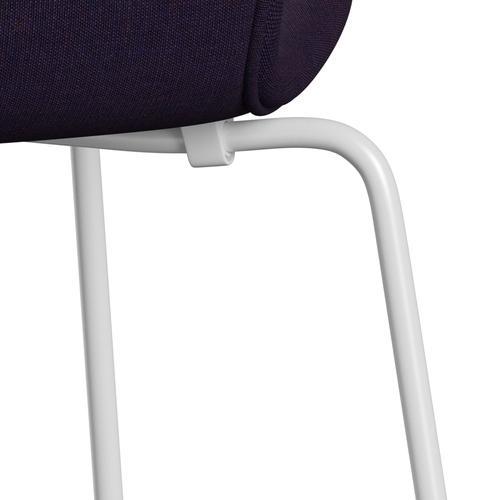 Fritz Hansen 3107 stol full møbeltrekk, hvit/lerret marineblå