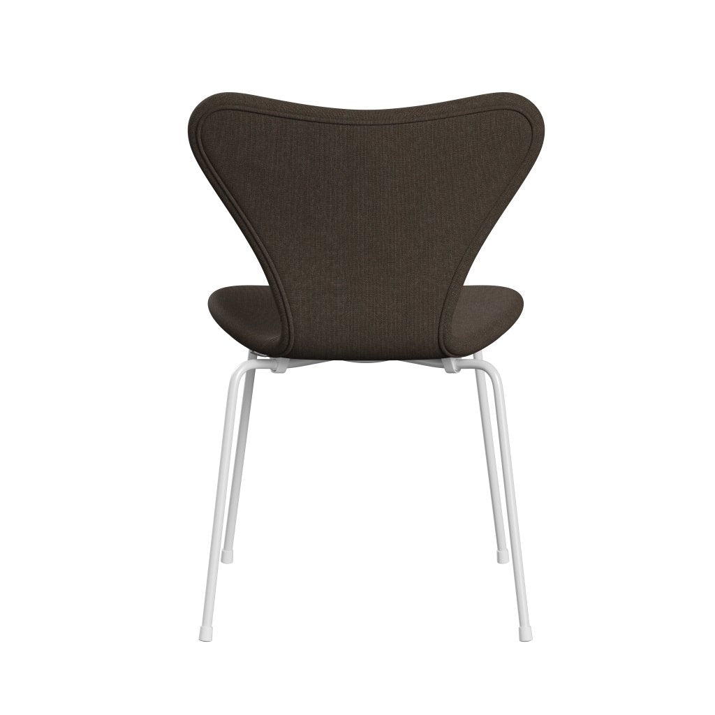 Fritz Hansen 3107 sedia piena rivestimento, verde militare bianco/tela