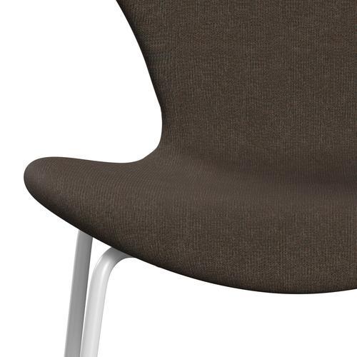 Fritz Hansen 3107 Stuhl Vollpolsterung, Weiß/Leinwand Military Green