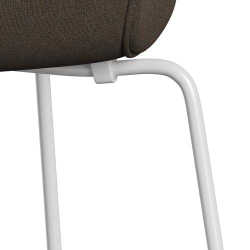 Fritz Hansen 3107 stoel Volledige bekleding, wit/canvas militair groen