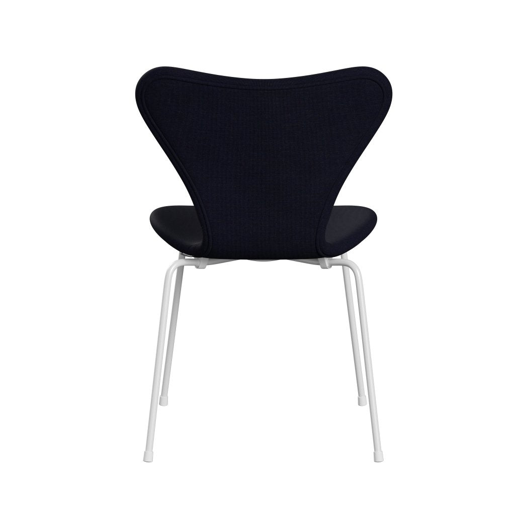 Fritz Hansen 3107 chaise complète complète, blanc / toile à minuit bleu