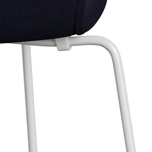 Fritz Hansen 3107 sedia piena tappezzeria, bianco/tela di mezzanotte blu