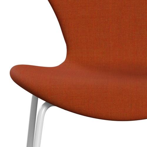 Fritz Hansen 3107 stol full klädsel, vit/duk orange