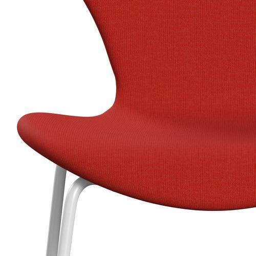 Fritz Hansen 3107 chaise complète complète, blanc / toile rose