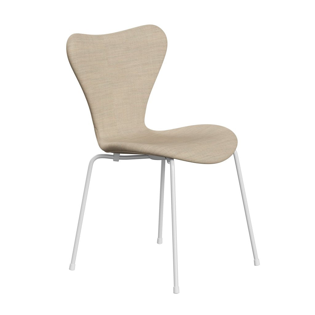 Fritz Hansen 3107 stoel Volledige bekleding, wit/canvas zandlicht