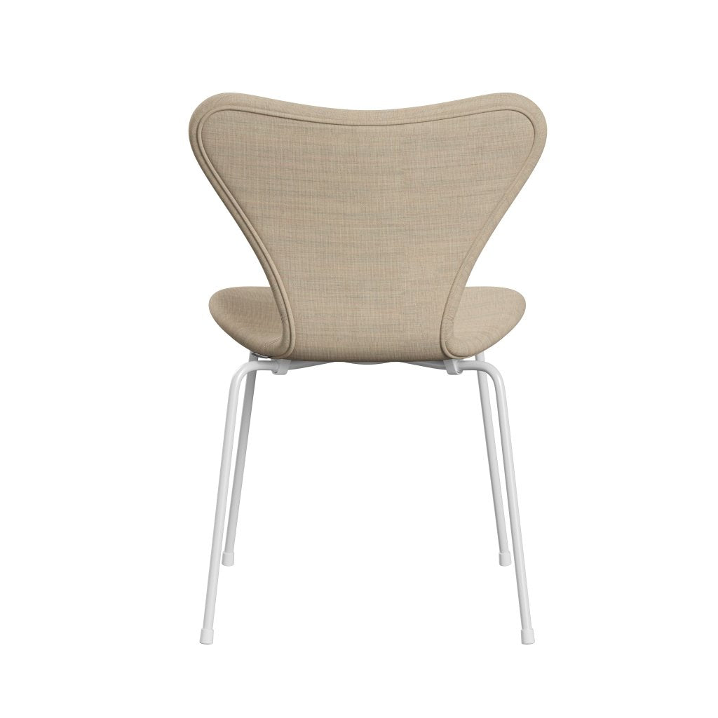 Fritz Hansen 3107 stol full klädsel, vit/duk sandljus