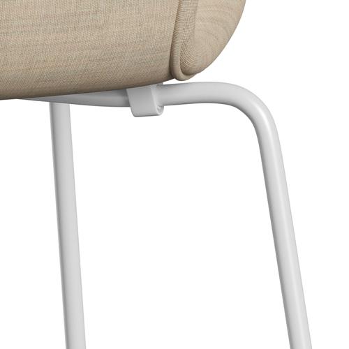 Fritz Hansen 3107 chaise complète complète, lumière de sable blanc / toile