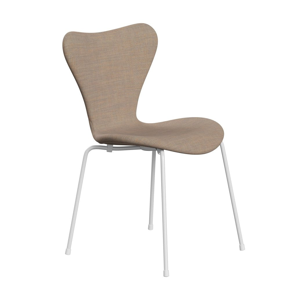 Fritz Hansen 3107 chaise complète complète, sable blanc / toile