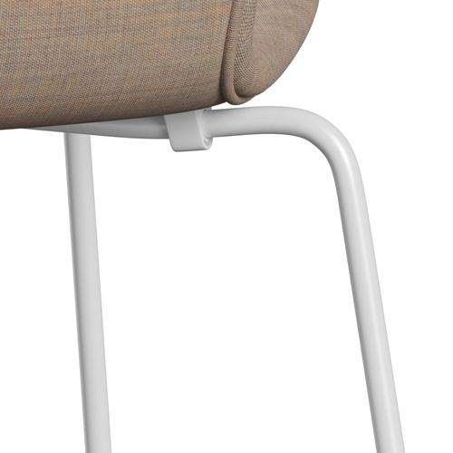 Fritz Hansen 3107 chaise complète complète, sable blanc / toile