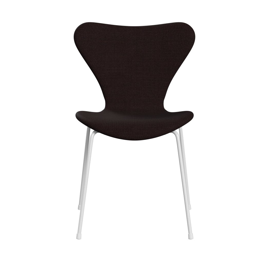 Fritz Hansen 3107 stol fuld polstring, hvidt/lærred sort lys